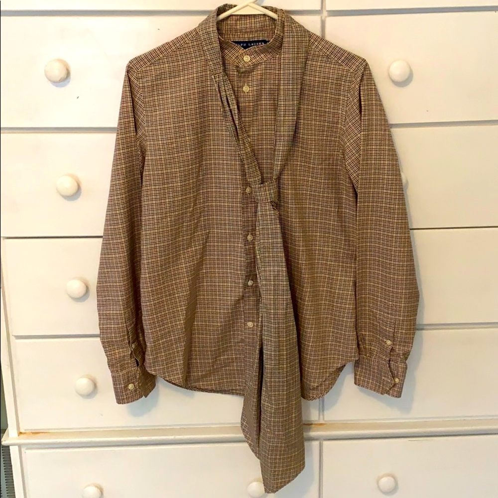 Ralph Lauren Tie Button Down Blouse